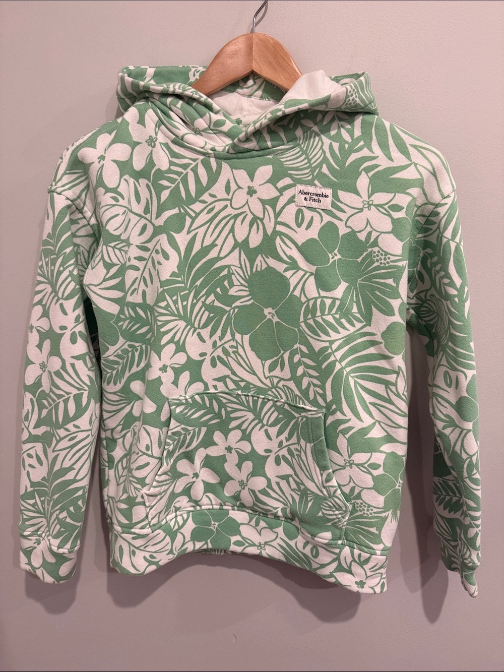 abercrombie kids Mint Green & White Floral Pullover Hoodie